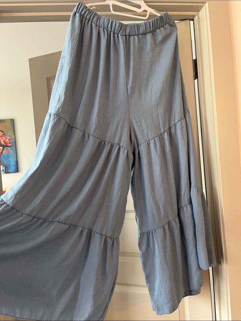 Light Blue Tiered Wide-Leg Pants - Women plus size 4x